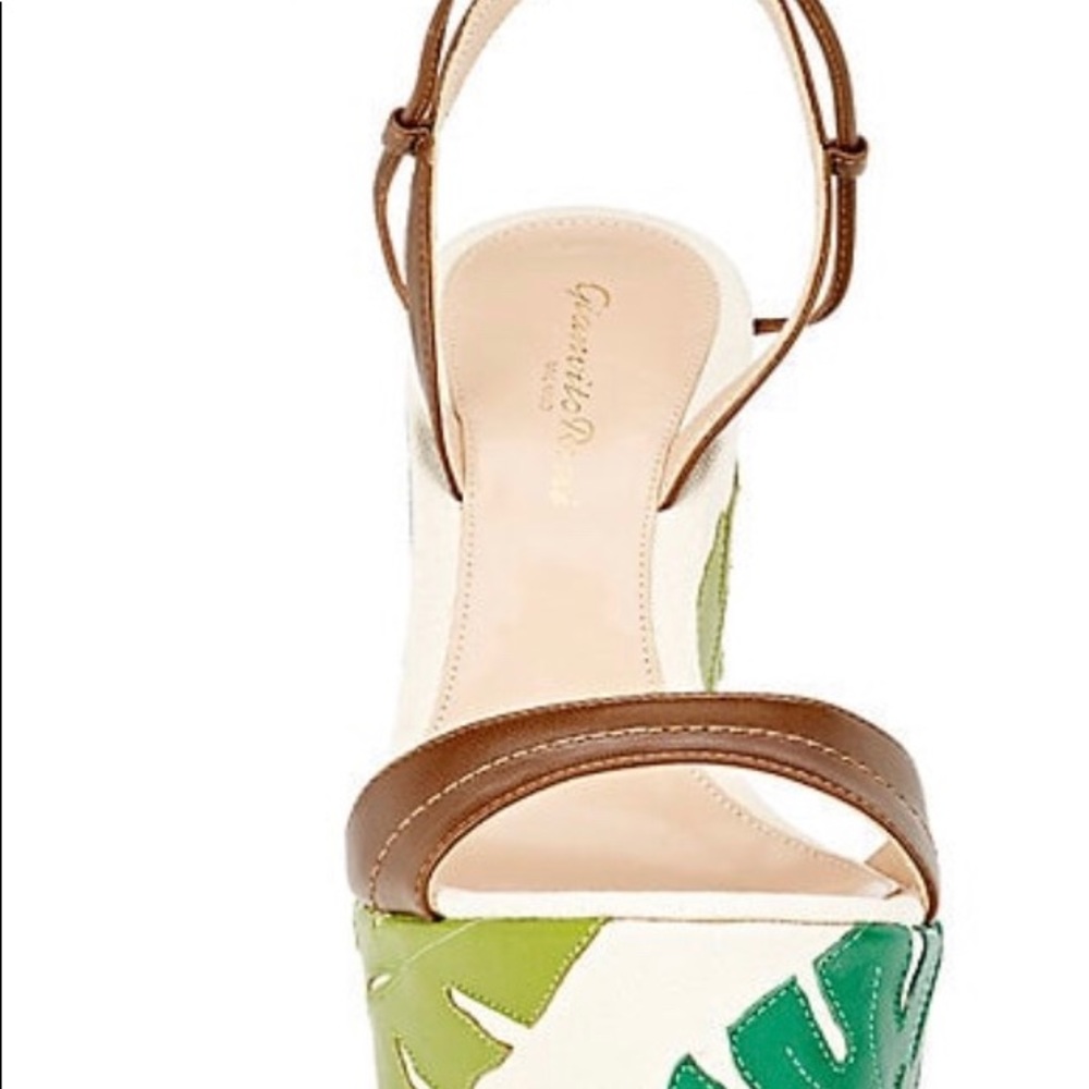 SALE Gianvito Rossi Grenada LeatherCanvas Wedge 37 - Picture 4 of 14